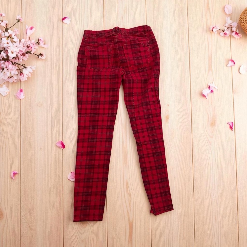 Rue21 Red Plaid Pants Size 5/6 Cute Zippered‎ Pockets - Picture 4 of 9